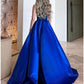 A-Line Evening Gown Elegant Dress Formal Court Train Sleeveless Halter Neck Satin