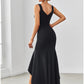 Mermaid / Trumpet Evening Gown Sexy Dress Formal Wedding Guest Asymmetrical Sleeveless V Neck Nylon V Back with Ruffles