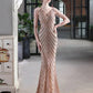 Mermaid / Trumpet Prom Dresses Elegant Dress Formal Floor Length Sleeveless V Neck Sequined