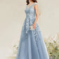 A-Line Empire Elegant Party Wear Formal Evening Dress Jewel Neck Sleeveless Floor Length Lace