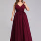 A-Line Bridesmaid Dress V Neck Sleeveless Plus Size Floor Length Tulle with Bow(s) / Ruching