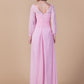 Sheath / Column Mother of the Bride Dress Vintage Inspired Cowl Neck Floor Length Chiffon Long Sleeve with Criss Cross