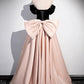 A-Line Off Shoulder Satin Long Prom Dress With Bow