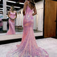 Mermaid / Trumpet Prom Dresses Sparkle & Shine Dress Formal Court Train Sleeveless Spaghetti Strap Sequined V Back