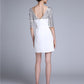 Sheath / Column Mother of the Bride Dress Sparkle & Shine Jewel Neck Short / Mini Chiffon Half Sleeve