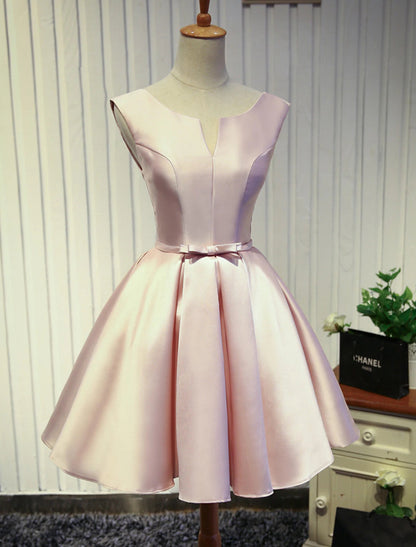 Cute A-Line Homecoming Dresses Minimalist Dress Sleeveless Satin Short Prom Dress