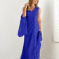 Wrap body/column V-neck sleeveless wrap body mother of the bride dress Pure Color