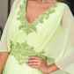 A-neck chiffon waist bead bat sleeve elegant mother of the bride dress V-neck Beautiful