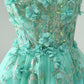 Cute A Line Spaghetti Straps Corset Short Homecoming Dress with Appliques Beautiful