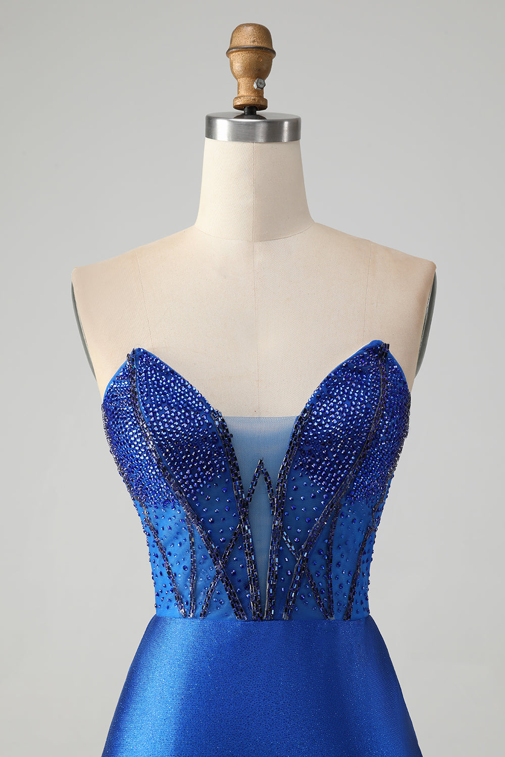 Classy Sparkly Royal Blue Tight Strapless Short Homecoming Dress with Beading Sexy