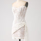 Classy Lace Strapless Corset Short Cocktail Dress with Lace-up Back Off Shoulder Sexy