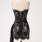 Classy Lace Strapless Corset Short Cocktail Dress with Lace-up Back Off Shoulder Sexy