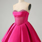 Cute A Line Sweetheart Corset Short Homecoming Dress with Beading Off Shoulder