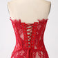 Classy Lace Strapless Corset Short Cocktail Dress with Lace-up Back Off Shoulder Sexy