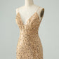 Glitter Bodycon Spaghetti Straps Corset Short Homecoming Dress with Sequins Sparkly