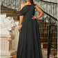 A-Line Evening Gown Elegant Dress Formal Fall Sweep / Brush Train Short Sleeve One Shoulder Stretch Fabric with Pleats