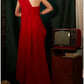 Sheath Evening Gown Red Green Dress Elegant Dress Formal Sweep / Brush Train Sleeveless One Shoulder Stretch Chiffon with Pleats