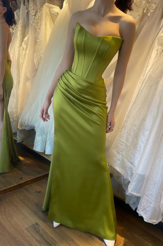Tail tail strapless and floor length evening dress Off Shoulder Sexy Party Dress