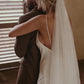 Spaghetti Straps V-neck Simple Beach Wedding Dress White Sexy Without Wedding Veil