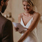 Spaghetti Straps V-neck Simple Beach Wedding Dress White Sexy Without Wedding Veil