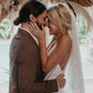 Spaghetti Straps V-neck Simple Beach Wedding Dress White Sexy Without Wedding Veil