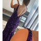 Mermaid / Trumpet Prom Dresses Sparkle &amp; Shine Dress Formal Sweep / Brush Train Sleeveless V Neck Sequined Backless