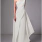 Sheath Evening Gown Red Green Dress Elegant Dress Formal Sweep / Brush Train Sleeveless One Shoulder Stretch Chiffon with Pleats
