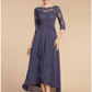 A-Line Mother of the Bride Dress Wedding Guest Elegant Scoop Neck Ankle Length Chiffon Lace 3/4 Length Sleeve