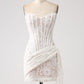 Classy Lace Strapless Corset Short Cocktail Dress with Lace-up Back Off Shoulder Sexy