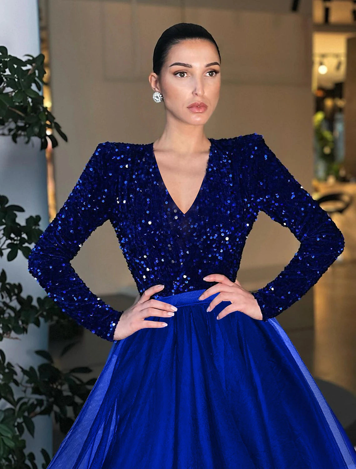 Ball Gown A-Line Cocktail Dresses Vintage Dress Evening Party Cocktail Party Tea Length Long Sleeve Jewel Neck Fall Wedding Guest Tulle