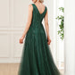 A-Line Prom Dresses Elegant Dress Party Wear Floor Length Sleeveless V Neck Sequined V Back