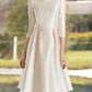 A-Line Mother of the Bride Dress Wedding Guest Elegant Jewel Neck Knee Length Satin Half Sleeve