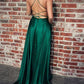 A-Line Evening Gown Sexy Dress Formal Wedding Guest Sweep / Brush Train Sleeveless Spaghetti Strap Charmeuse