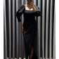 Black Dress Sheath / Column Evening Gown Elegant Dress Formal Fall Asymmetrical 3/4 Length Sleeve Square Neck Stretch Fabric