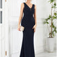 Mermaid / Trumpet Evening Gown Glittering Dress Prom Wedding Party Floor Length Sleeveless V Neck Polyester