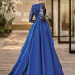 Sheath / Column Evening Gown High Split Dress Formal Wedding Guest Sweep / Brush Train 3/4 Length Sleeve Off Shoulder Charmeuse with Bow(s)