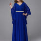 A-Line Plus Size Dress Wedding Guest Formal Evening Floor Length Long Sleeve V Neck Chiffon Lace-up with Crystals