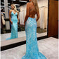 Mermaid / Trumpet Prom Dresses Sexy Dress Formal Court Train Sleeveless V Neck Sequined Backless