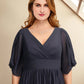 A-Line Mother of the Bride Dresses Plus Size Hide Belly Curve Elegant Dress Formal Tea Length Short Sleeve V Neck Chiffon