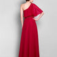 Sheath / Column Mother of the Bride Dress Elegant One Shoulder Floor Length Chiffon Half Sleeve with Beading