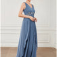 A-Line Prom Dresses Minimalist Dress Party Wear Floor Length Sleeveless V Neck Chiffon