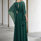 A-Line Mother of the Bride Dress Luxurious Elegant Jewel Neck Floor Length Chiffon Half Sleeve with Sash / Ribbon