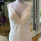 White V-Neck Square Back Long Bridal Gown Pure Color