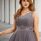 Two Piece A-Line Wedding Guest Dresses Plus Size Hide Belly Elegant Dress Formal Tea Length Sleeveless V Neck Chiffon