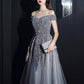 A-Line Prom Dresses Elegant Dress Formal Floor Length Short Sleeve Off Shoulder Polyester