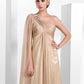 Sheath / Column Elegant Formal Evening Black Tie Gala Dress One Shoulder Sleeveless Floor Length Chiffon with Criss