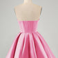 Cute A Line Sweetheart Corset Short Homecoming Dress with Beading Off Shoulder
