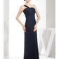 Sheath / Column Evening Gown Minimalist Dress Wedding Guest Floor Length Sleeveless One Shoulder Chiffon