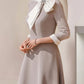 A-Line Mother of the Bride Dress Formal Wedding Guest Party Elegant High Neck Asymmetrical Tea Length Satin 3/4 Length Sleeve with Bow(s) Crystal