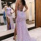 Mermaid / Trumpet Prom Dresses Sparkle & Shine Dress Wedding Guest Party Wear Floor Length Sleeveless Spaghetti Strap Sequined